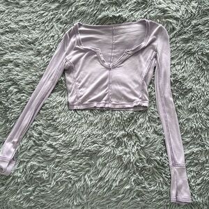 Out from under Purple cropped shirt